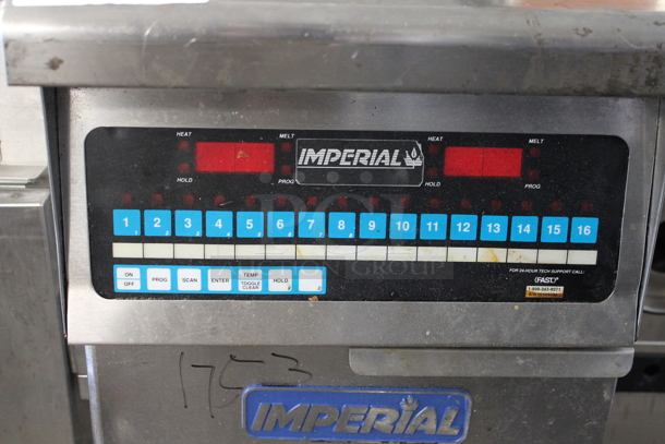 Imperial Stainless Steel Commercial Floor Style Natural Gas Powered Deep Fat Fryer w/ Metal Fry Basket. - Image 2 of 5