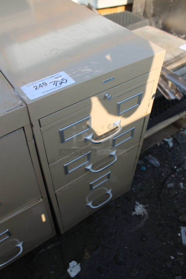 Cole Tan Metal 3 Drawer Filing Cabinet. - Image 2 of 3