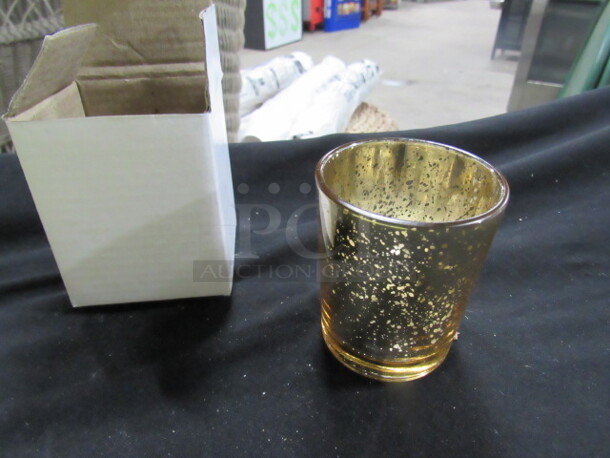 Lot Of 24 NEW Gold Crackle Candle Holders. 