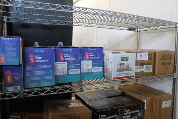 ALL ONE MONEY! Tier Lot of Various BRAND NEW SCRATCH AND DENT! Items Including 3 Belmint Hand Massagers, Modern Living Glasses and Drinking Glasses Set - Image 1 of 4