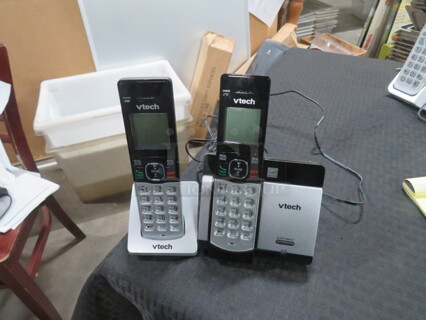 One VTECH Cordless Phone With Extra Handset And Base.