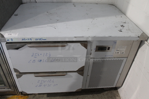 BRAND NEW SCRATCH AND DENT! CustomCool LB4SC Stainless Steel Commercial 2 Drawer Undercounter Cooler on Commercial Casters. 115 Volts, 1 Phase. Cannot Test Due To Missing Power Cord