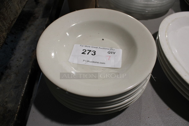 7 White Ceramic Pasta Plates. 9x9x1.5. 7 Times Your Bid!