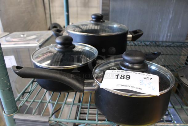 3 Metal Pots; 2 Sauce Pots and 1 Stock Pot w/ 3 Lids. Includes 13.5x6.5x5. 3 Times Your Bid!