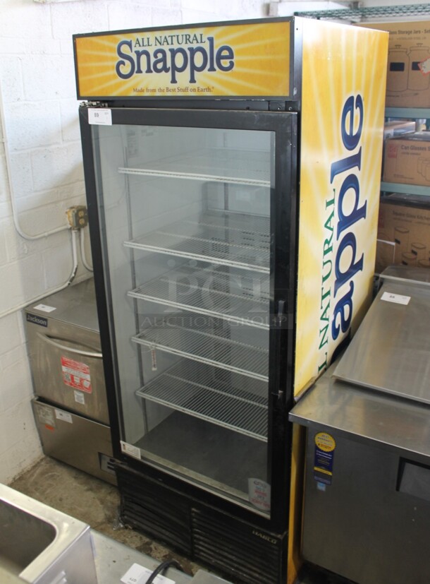 Habco ESM28 Metal Commercial Single Door Reach In Cooler Merchandiser w/ Poly Coated Racks. 115 Volts, 1 Phase. Tested and Powers On But Does Not Get Cold - Image 1 of 8