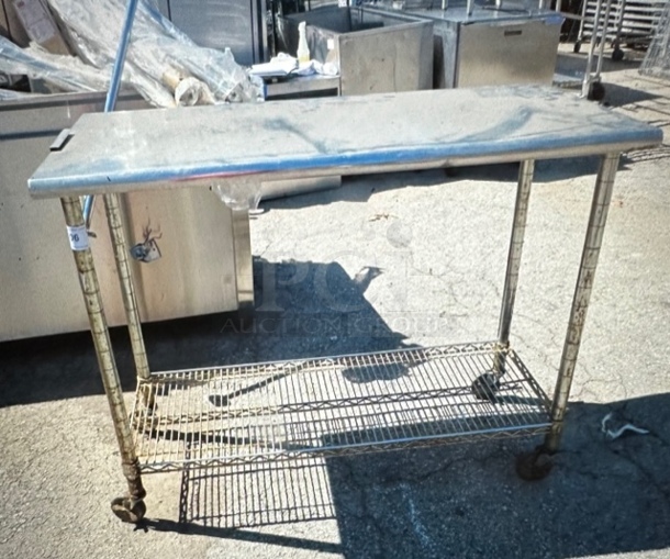 One Stainless Steel Table With Metro Under Shelf On Casters. 50X24X39 - Image 1 of 1