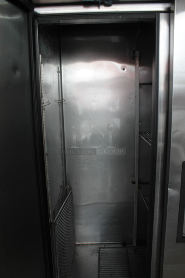 2015 True T-35 Stainless Steel Commercial 2 Door Reach In Cooler w/ Poly Coated Racks on Commercial Casters. Tested and Powers On But Does Not Get Cold
 - Image 5 of 7