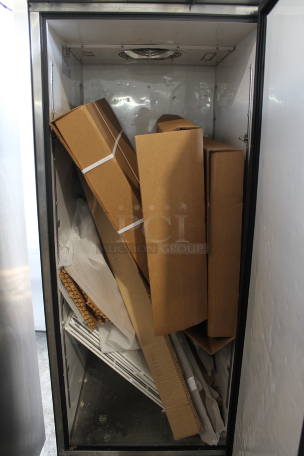 2015 True TG1R-1S ENERGY STAR Stainless Steel Single Door Reach In Cooler w/ Poly Coated Racks on Commercial Casters. 115 Volts, 1 Phase. Tested and Working! - Image 4 of 6