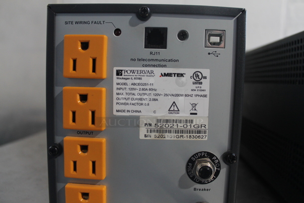 2 Powervar ABCEG251-11 Power Conditioners. 120 Volts, 1 Phase. 2 Times Your Bid! - Image 4 of 5
