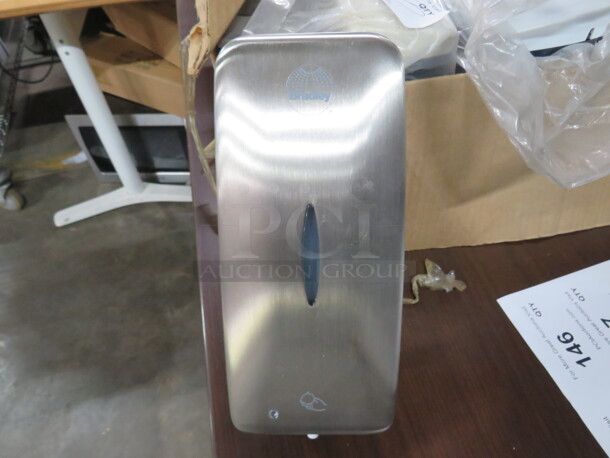One NEW Stainless Steel 27oz Bradley Automatic Hands Free Liquid/Foam Dispenser. #6A01-110000. $202.99. - Image 1 of 3