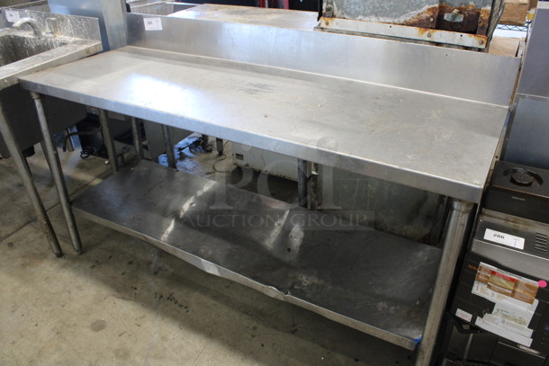 Stainless Steel Commercial Table w/ Back Splash and Under Shelf. 64x22x38