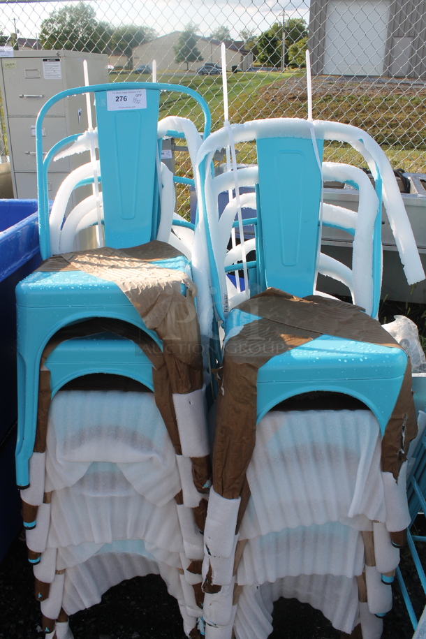 18 BRAND NEW SCRATCH AND DENT! Blue Metal Tolix Seating; 11 Dining Chairs and 7 Bar Height Stools. 18 Times Your Bid! - Image 2 of 3