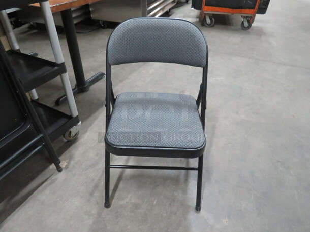 Black Metal Folding Chair With Cushioned Seat/Back. 2XBID