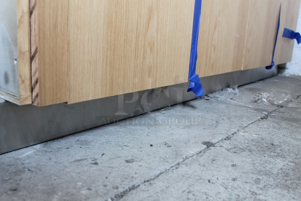 BRAND NEW! Commercial 4 Door Cabinet In Wood Style Finish With White Shelves. - Image 4 of 4