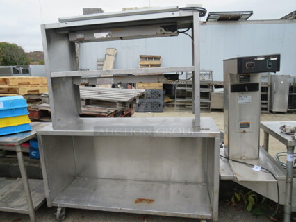One Stainless Steel Table With Under Shelf, 2 Over Shelves With APW WYOTT Food Warmers. #FD-36. 120 Volt. 60X20X70