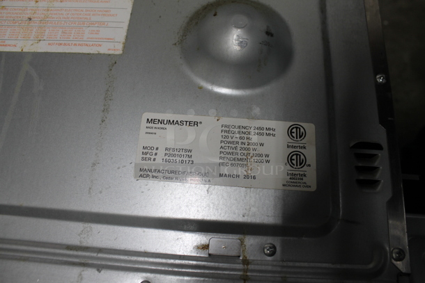 2016 Menumaster RFS12TSW Stainless Steel Commercial Countertop Microwave Oven. 120 Volts, 1 Phase. - Image 4 of 4