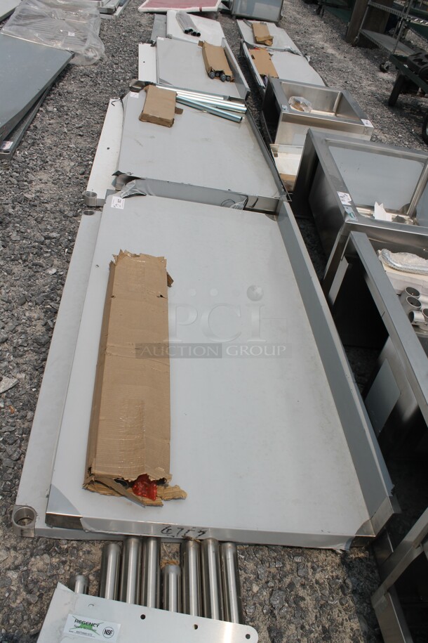 BRAND NEW SCRATCH AND DENT! Regency 600TSB3060S Commercial Stainless Steel Disassembled Work Table With Backsplash, Undershelf And Legs. - Image 3 of 6