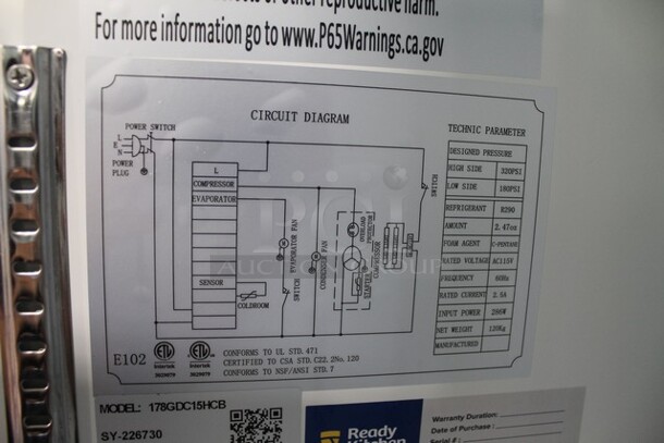 BRAND NEW SCRATCH AND DENT! Avantco 178GDC15HCB Metal Commercial Single Door Reach In Cooler Merchandiser w/ Poly Coated Racks. 115 Volts, 1 Phase. Tested and Working! - Image 6 of 9