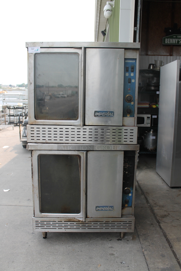 2 Imperial Stainless Steel Commercial Natural Gas Powered Full Size Convection Ovens w/ View Through Door, Solid Door and Metal Racks. Picture of Oven Before Removal Included In Listing. 2 Times Your Bid! - Image 1 of 12