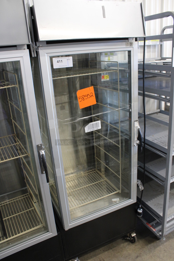 Hatco Model PFST-1X Stainless Steel Commercial Heated Single Door Reach In Merchandiser w/ Poly Rack on Commercial Casters. 120 Volts, 1 Phase. 24.5x24x70. Tested and Does Not Power On - Image 2 of 5