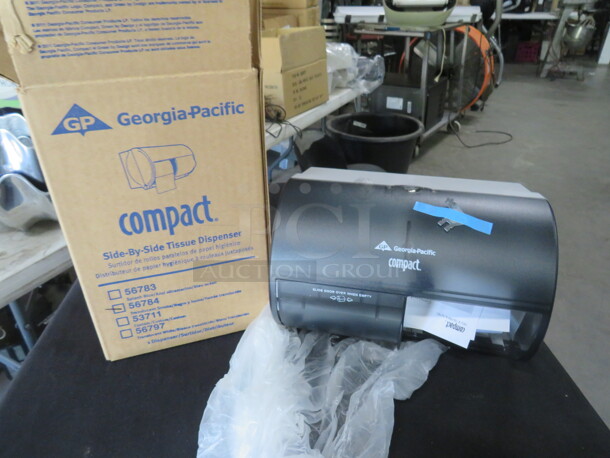 One NEW Georgia Pacific Compact Side By Side Tissue Dispenser. #56784 - Image 1 of 1