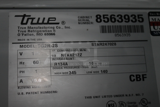 2015 True TG2R-2S Stainless Steel Commercial 2 Door Reach In Cooler w/ Poly Coated Racks. 115 Volts, 1 Phase. Tested and Working! - Image 6 of 6