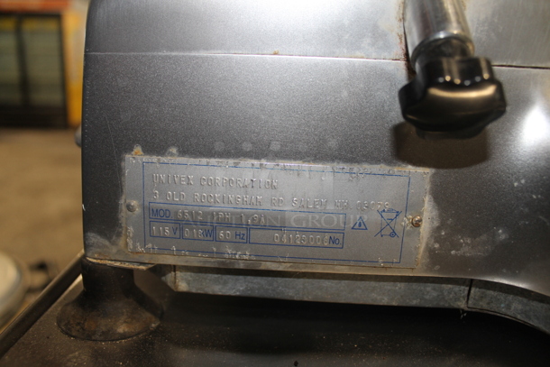 Univex 6512 Commercial Stainless Steel Electric Countertop Manual Slicer. 115, 1 Phase. Tested and Working! - Image 3 of 5