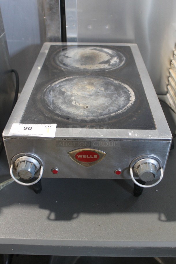 Wells HC-225 Commercial Stainless Steel Electric Countertop 2 Burner Hot Plate. 208V. 