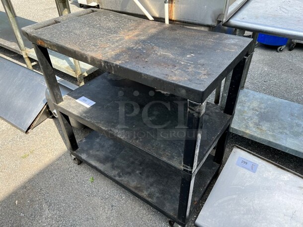Black Poly 3 Tier Cart on Commercial Casters. 35x18x35 - Image 2 of 3