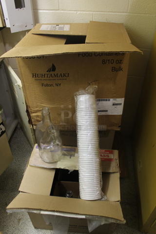 ALL ONE MONEY! Lot of 3 Boxes Including Metal Jugs and Disposable Cups. BUYER MUST REMOVE.