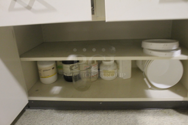 White Counter w/ Black Countertop, Doors, Drawers and Contents. BUYER MUST REMOVE. - Image 10 of 10