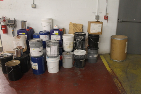 ALL ONE MONEY! Lot of Various Buckets Including Ammonium Benzoate, Chiguard 5350 and Flammable Liquid. BUYER MUST REMOVE.