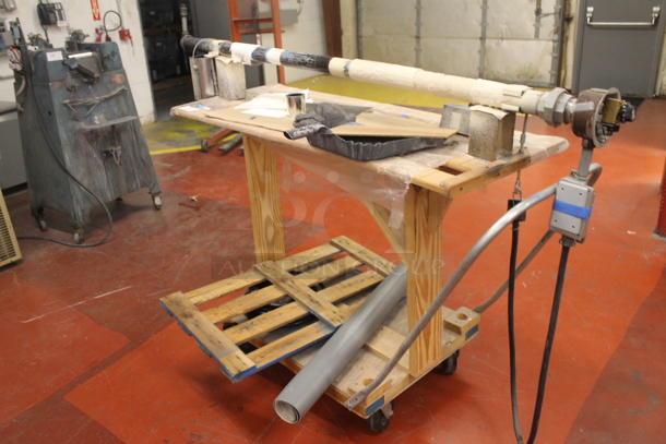 Wooden Table w/ Contents on Commercial Casters. - Image 3 of 3