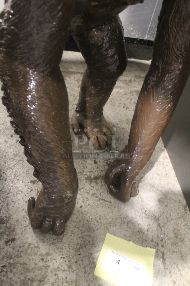 WOW! Bronze Painted Brown Bonobo Ape Statue. - Image 3 of 6