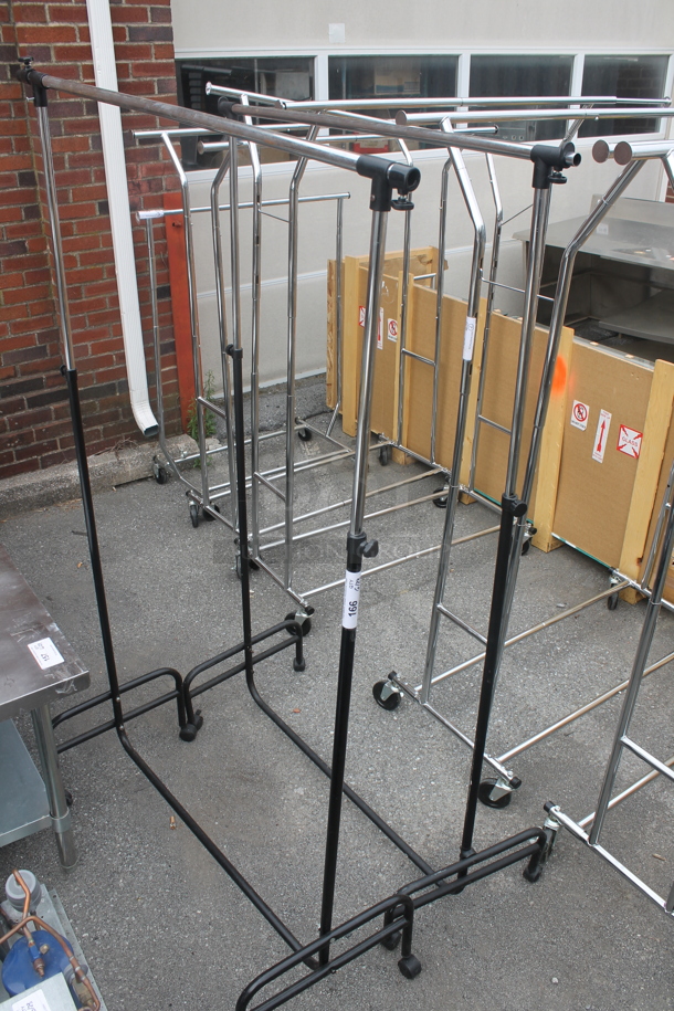 2 Black and Chrome Finish Metal Clothing Racks on Commercial Casters. 2 Times Your Bid! - Image 2 of 4