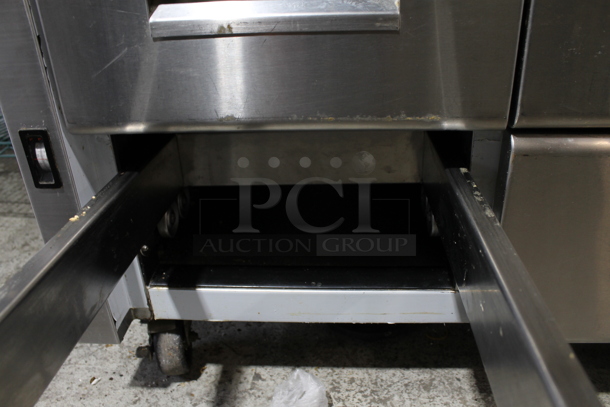 Stainless Steel Commercial Gas Powered Flat Top Griddle w/ Montague Stainless Steel 4 Drawer Chef Base on Commercial Casters. - Image 5 of 7