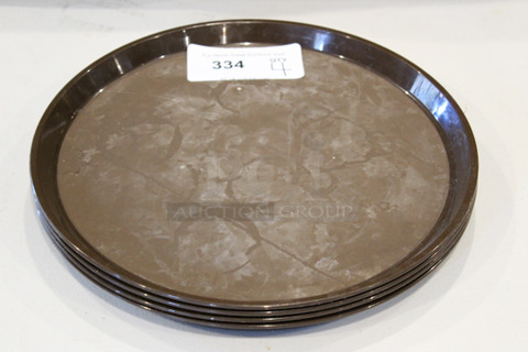 Cambro 1400CT110 14" Round Camtread Serving Trays - Brown. 
4x your Bid