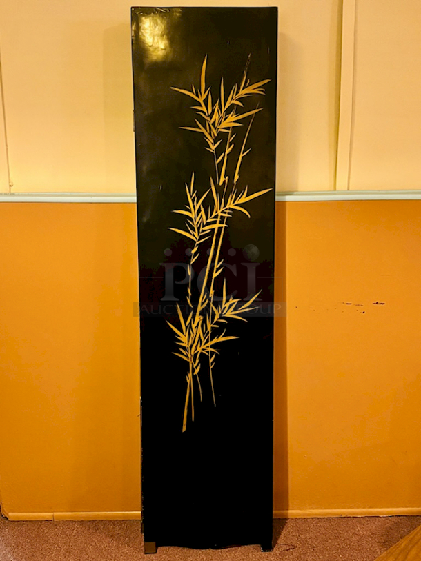 BEAUTIFUL!! Adjustable 4 Panel Room Divider, Different Designs On Front & Back Wood. Minor Signs of Ware, 71” Wide. - Image 1 of 12