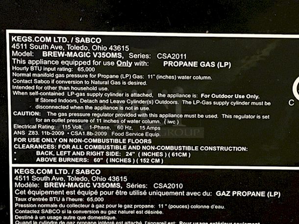 PRO-LEVEL! Sabco Brew-Magic V350MS Home Brew System! Includes 3 kettles With Direct Fire, Mash Tun and Boil Kettle Has False Bottom, RIMS Tube and Pump For Continuous Recirculation, Vision 350 Touchscreen Controller, Propane Tank & Heavy Duty Steel Cart on Commercial Casters - Image 11 of 11