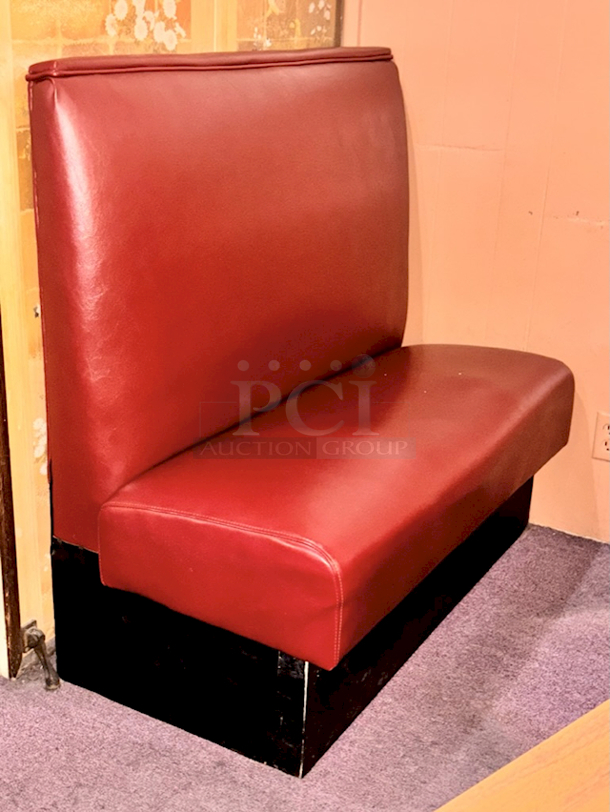 BEAUTIFUL! Single Booth Seat, Red, Full Upholstered, Solid Wood Frame, Removable Seat. 43x23x42 - Image 2 of 2