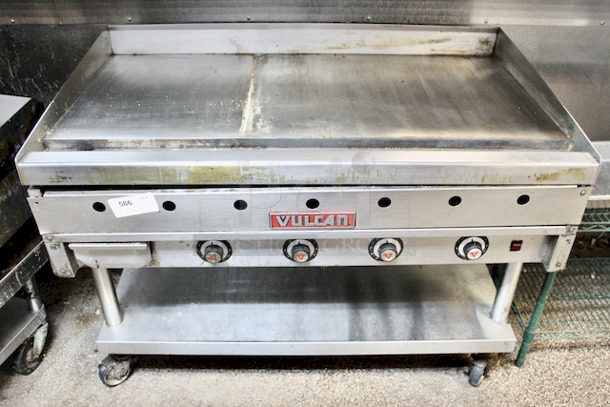 Vulcan 48” Griddle On Stainless Steel Stand With Marine Edges and Casters, Thermostatic, Natural Gas, 1