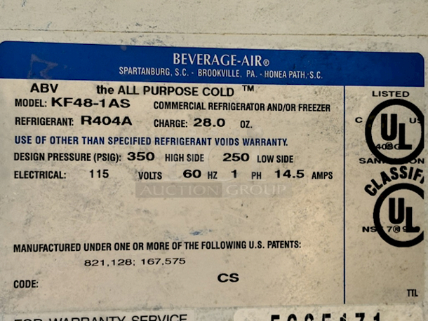 OUTSTANDING!! Beverage Air KF48-1AS 54 inch Reach-In Two-Section Freezer, 49cu.ft., Digital Temperature Control, Bottom Mounted Self-Contained Refrigeration, 3" Casters, 115v/60/1, 10.5 amps. 54x30x78*Food Is Pictured To Demonstrate Freezer Is In Proper Working Order, NOT INCLUDED.  - Image 3 of 4