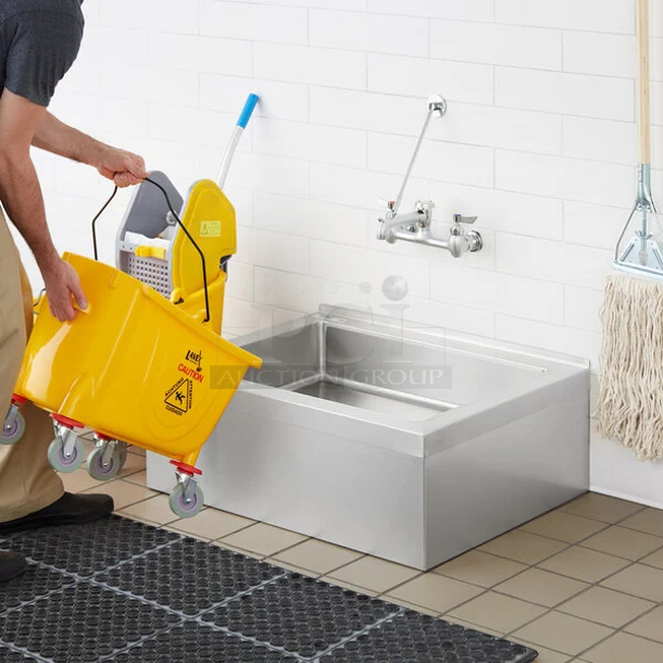 BRAND NEW SCRATCH & DENT! Regency 33" 16-Gauge Stainless Steel One Compartment Floor Mop Sink - 28" x 20" x 6" Bowl - Image 1 of 4