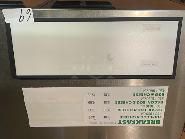 NICE! Magnetic Menu Board. Easily Attach This Board to Any Magnietic Surface Using Magnets On Top off The Menu Board. Easily Change Out Menus By Removing The Magnetic Outside Boarder. 

24-3/4x9 - Image 2 of 4