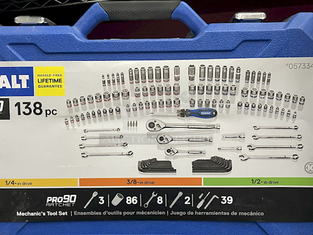 ALL BRAND NEW POWER & HAND TOOLS!! [2] Hitachi 1/2” 13mm 18v Cordless Driver Drills W/ Hard Carry Case, [4] Kobalt Pro90 Ratchet 138pc Mechanic Tool Sets With Hard Case, [3] Campbell Hausfeld 1/2” Impact Wrenches, [1] Campbell Hausfeld 1/2” Impact Wrench Quick Start Kit, [2] Craftsman Screwdrivers (5/16 Slotted & P3 Phillips), [1] ¼” Driver Adapters, [5] ¼” Drive x 3” Drive Extensions, [1] ¼” Dive x 6” Drive Extension, [2] 3/8” Drive Extensions, [1] ¼” Drive T25 Driver Socket!  - Image 4 of 11
