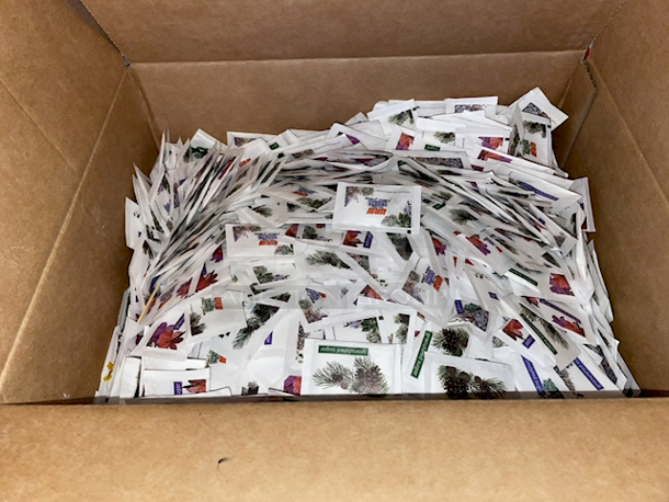 ALL FOR ONE! Boxes of: Grated Parmesan Cheese 3.5 Gram Packets, Ken's Thousand Island Dressing Packets, House Recipe Yellow Mustard Packets, URM Food Service Sugar Packets (2.8grams), Smuckers Jam Packs, Salt & Pepper Shakers and Yellow Mustard Bottles.  - Image 7 of 7