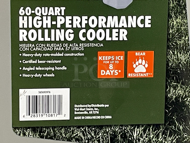 Ozark Trail 60-Quart High Performance Rolling Cooler – KEEPS ICE For Up To 8 DAYS, Angled Telescoping Handle, Heavy Duty Wheels, Certified Bear Resistant. - Image 5 of 5