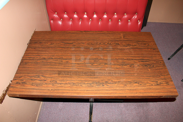 HIGH QUALITY! Oak Finished Table Top With Heavy Duty Metal Frame and Crossbar Base. 48x30x30 - Image 1 of 2