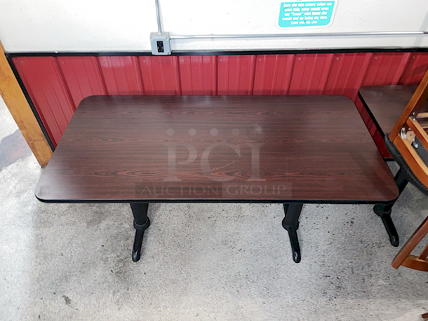 HIGH QUALITY! 6 Person Restaurant Table - Standard Height On cast Iron Legs - Image 4 of 4
