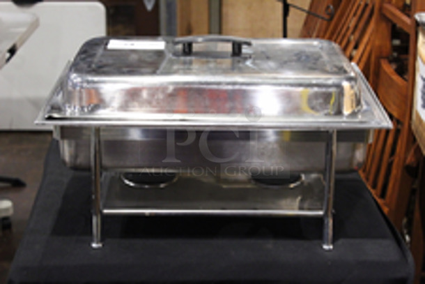 Full Size Chafer w/ Lift Off Lid. 8 quart, full-size, welded frame, dripless water pan, lift-off cover with plastic handle, duel fuel holder, stainless steel, mirror-finish - Image 4 of 5